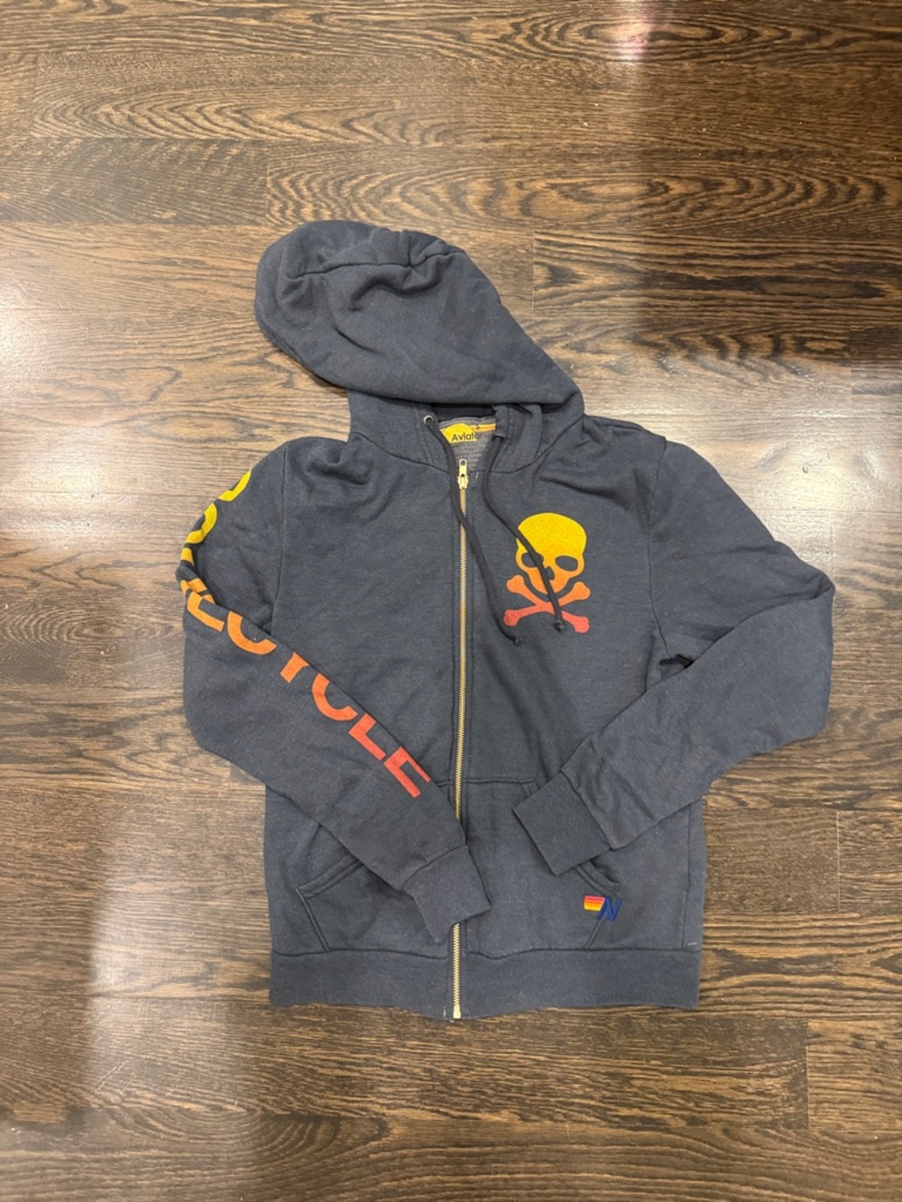 Aviator Nation  Zip Hoodie with Yellow & Orange Accent. Soul Cycle